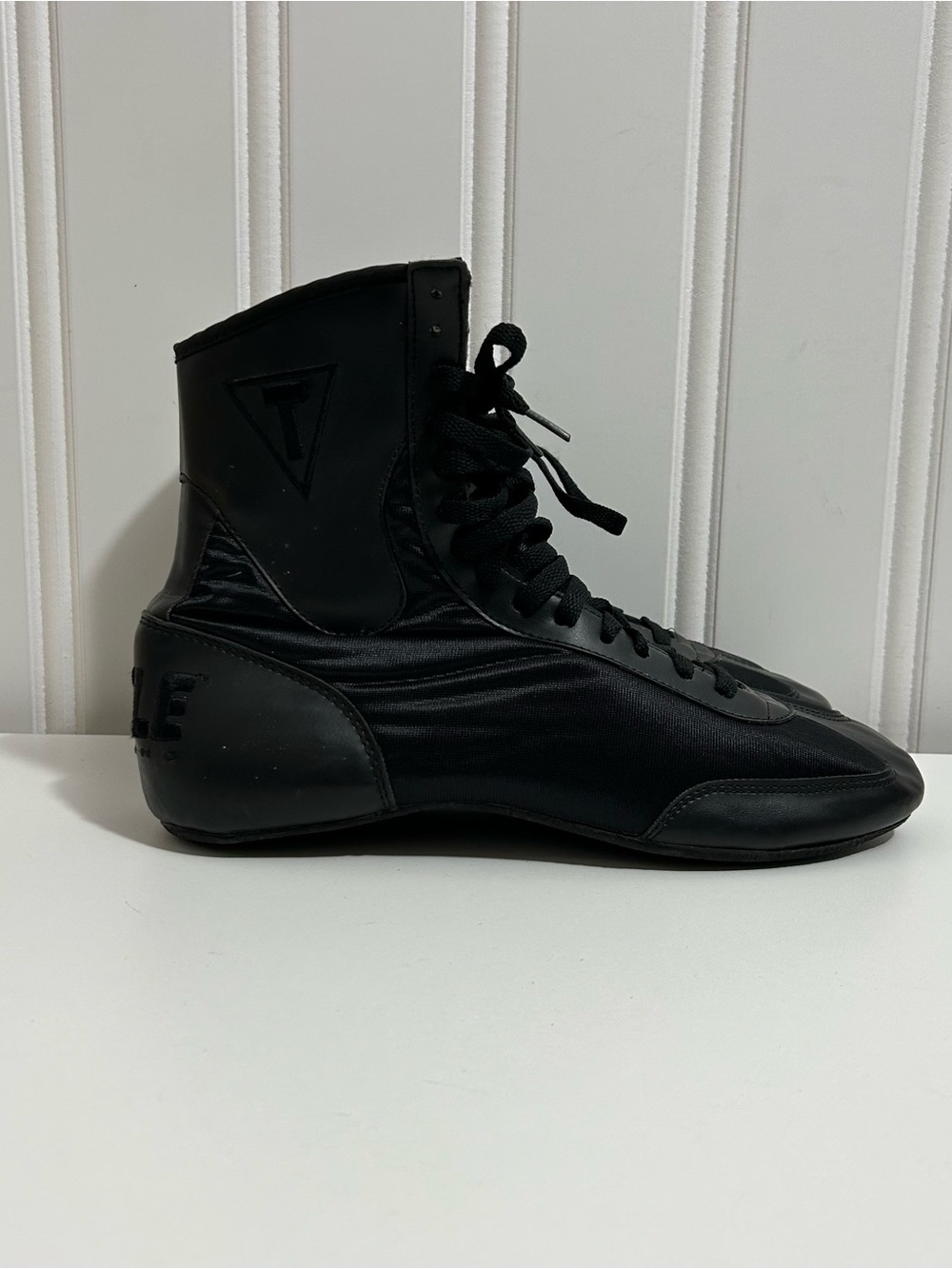 Title boxing classic speed black lace high top boots